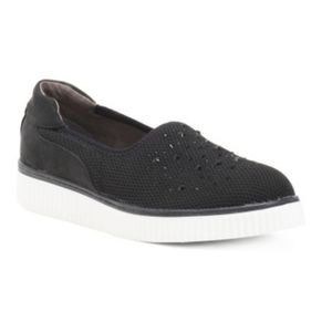 Adrienne Vittadini Sport Black Jeweled Loafers Shoes Size 7.5 New